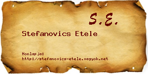Stefanovics Etele névjegykártya